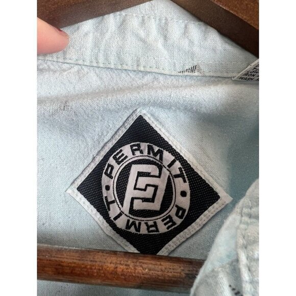 VINTAGE Permit shirt geometric 80s 90s surf skate made in Taiwan ROC size L - Picture 2 of 6